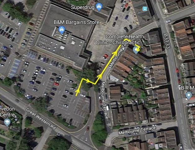 Parking guidance and route to Complete Health Clinic